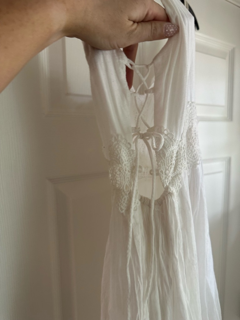 Lush White Crochet Lace Chemise Slip - Picture 3 of 5